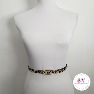 Leopard Print Belt With Gold Buckle